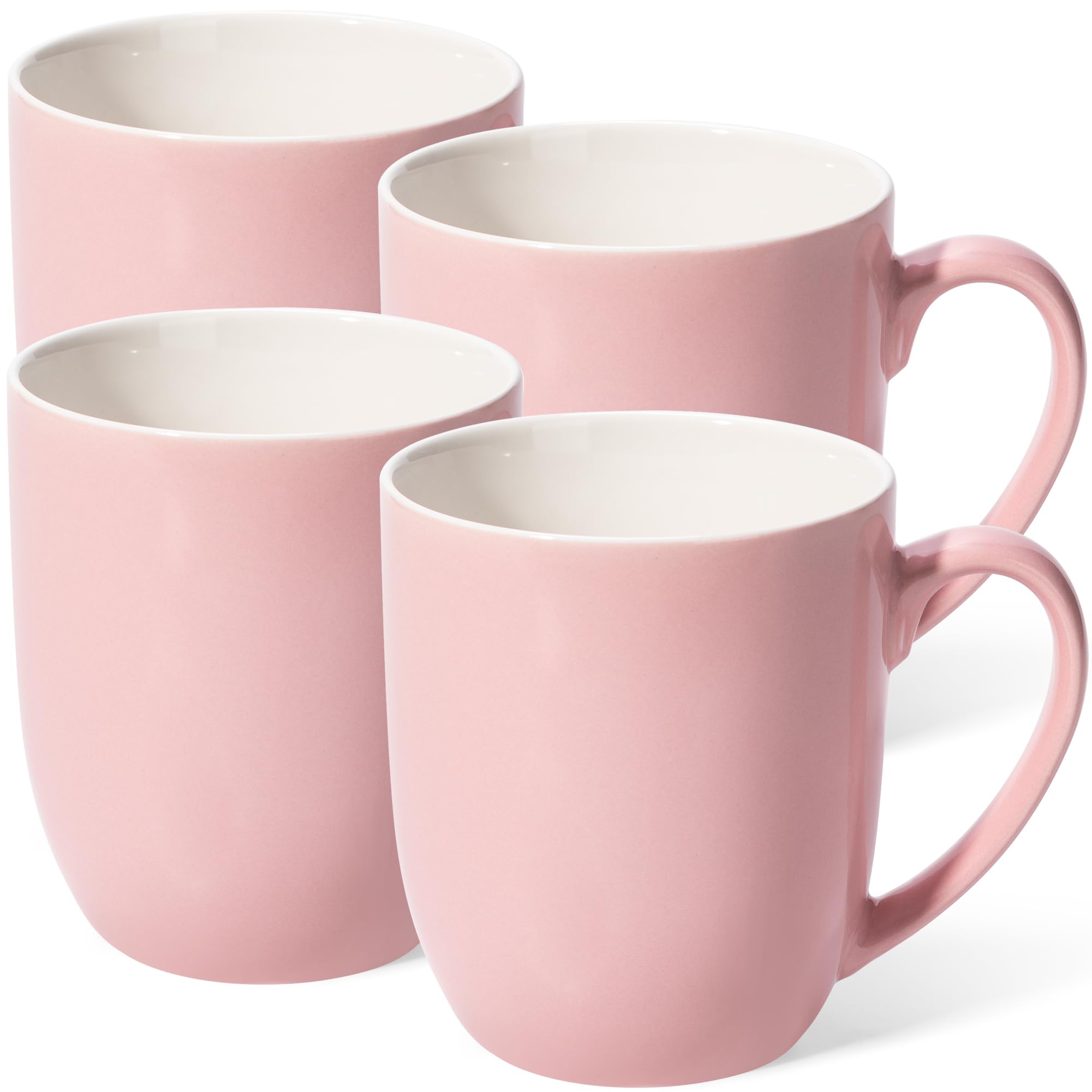 Urbanstrive: tazas grandes 16 oz con juego de 4, blancas, para café y té.