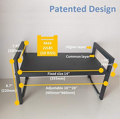 Urhomey plus dos estantes expandibles, lado a lado, optimizan el almacenamiento