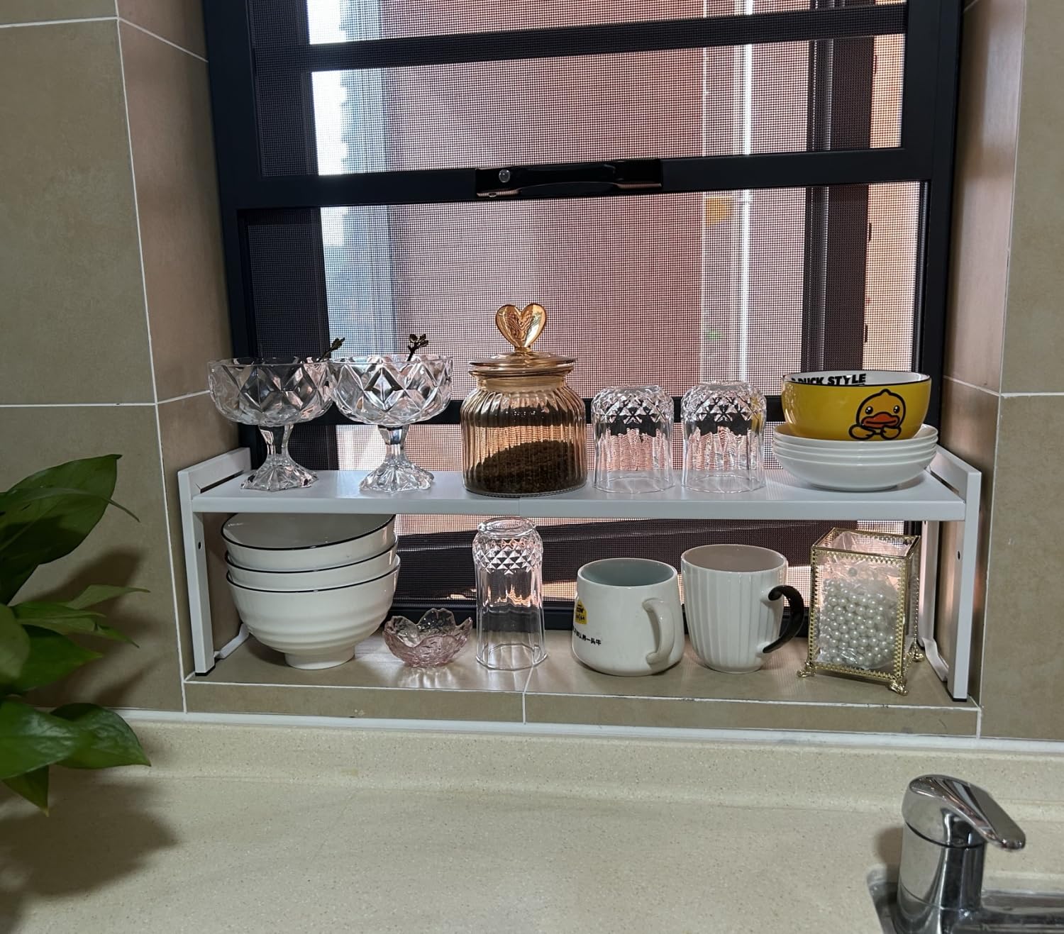 Urhomey plus estantería expandible, profundidad de 5,1 pulgadas para espacios estrechos.