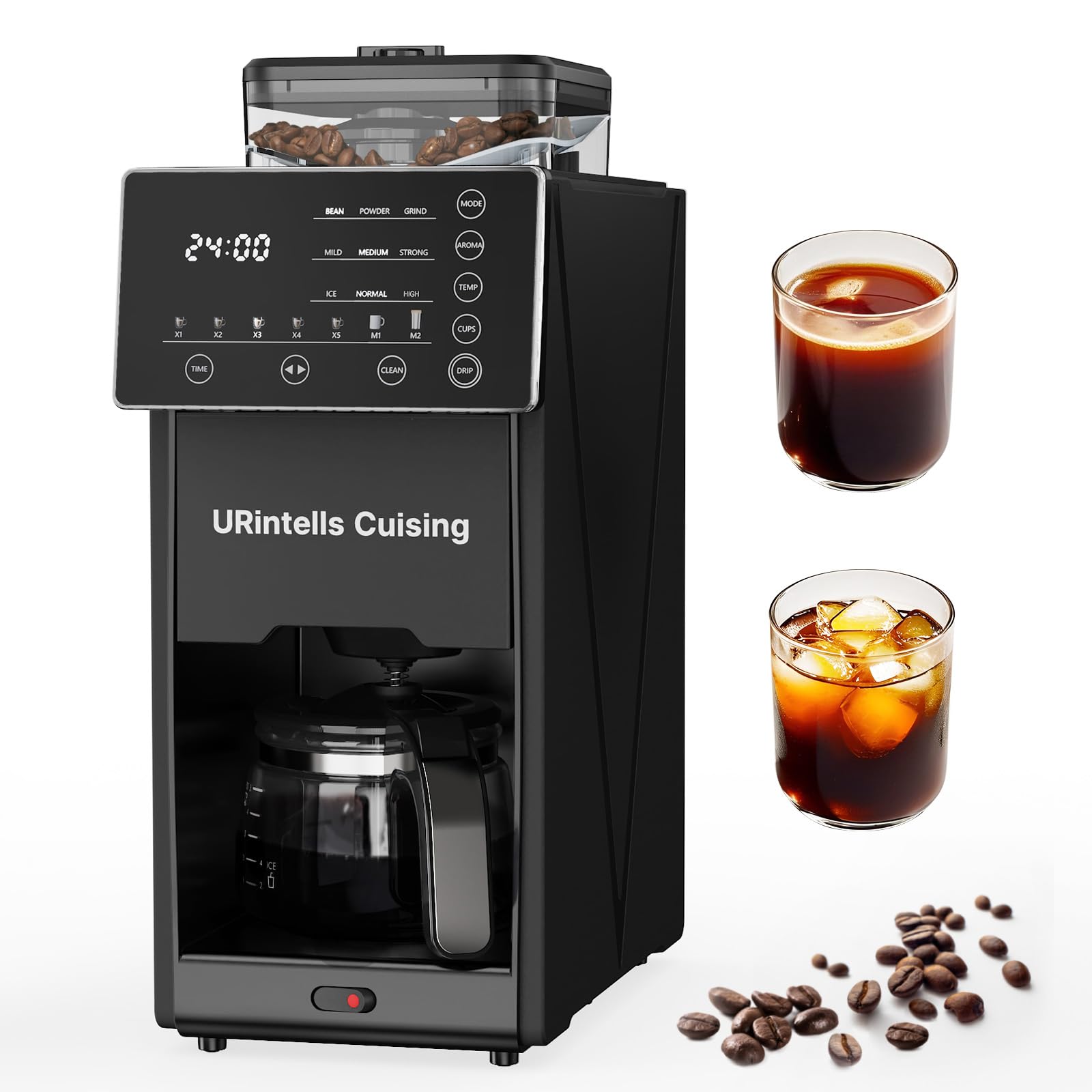 URintells Cuising cafetera con molino integrado para molienda fresca