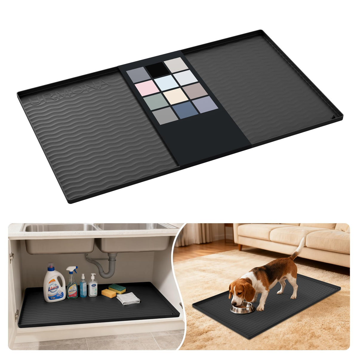 URMONA alfombrilla silicona para debajo del fregadero, impermeable y fácil de limpiar