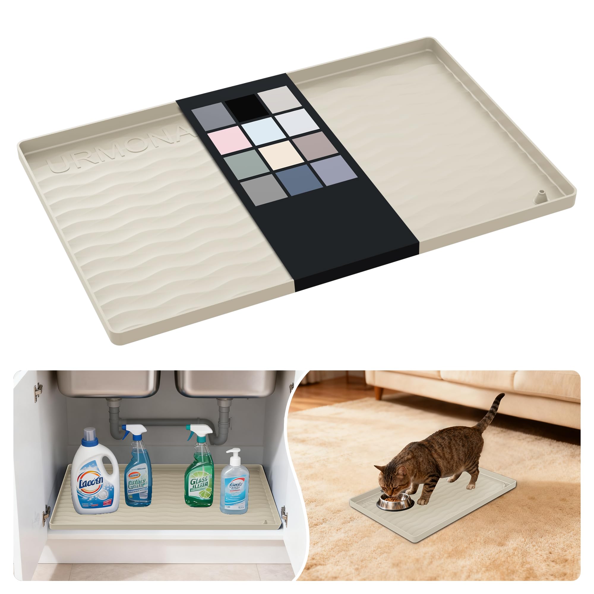 URMONA bajo fregadero: alfombrilla de silicona impermeable para proteger y facilitar la limpieza del área.