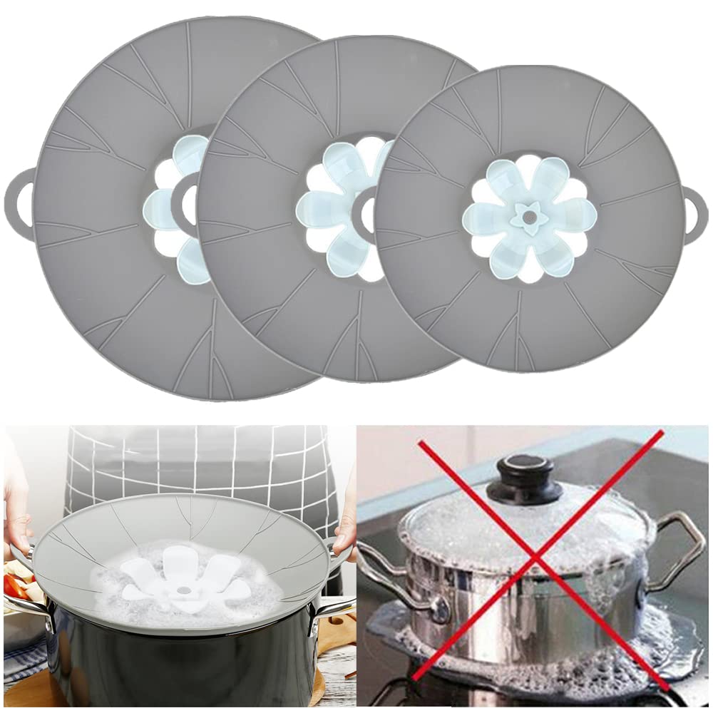 URMONA tapas de silicona conjunto 3 piezas cubre ollas y evita salpicaduras