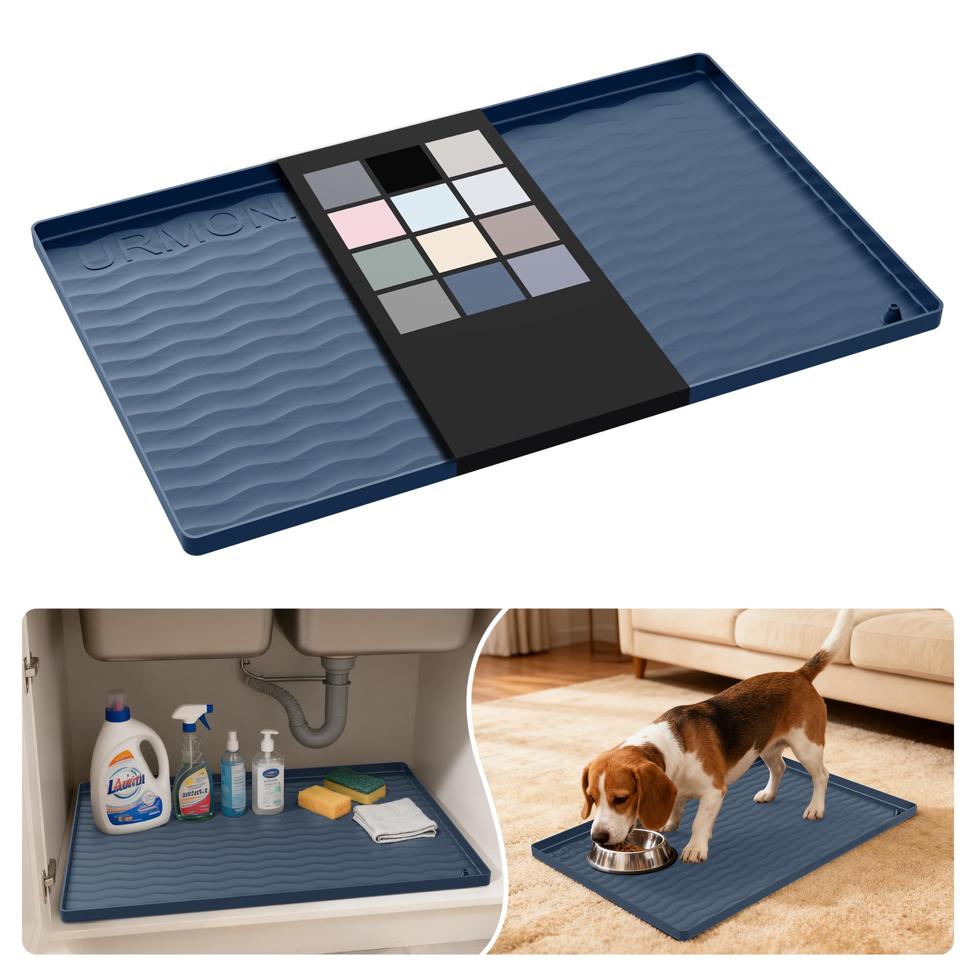 URMONA tapete de silicona para debajo del fregadero, protección impermeable y limpieza fácil.