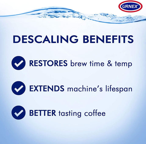 Urnex Desincrustante en polvo para máquina espresso, mantiene rendimiento.