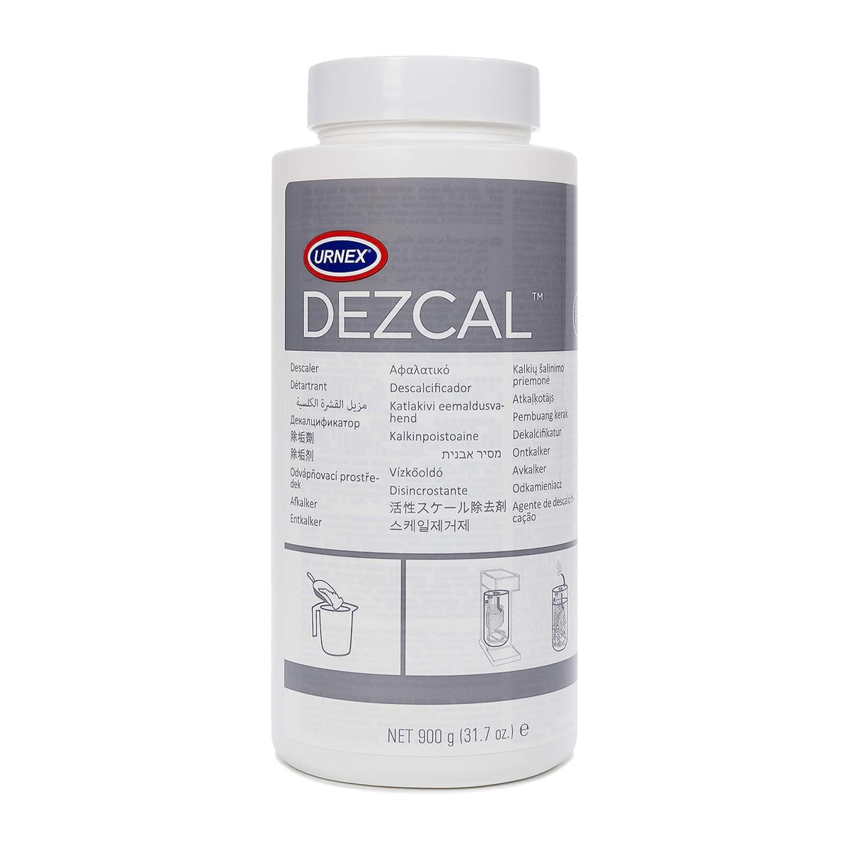 Urnex Dezcal botella 900 g para desincrustar cal en cafeteras.