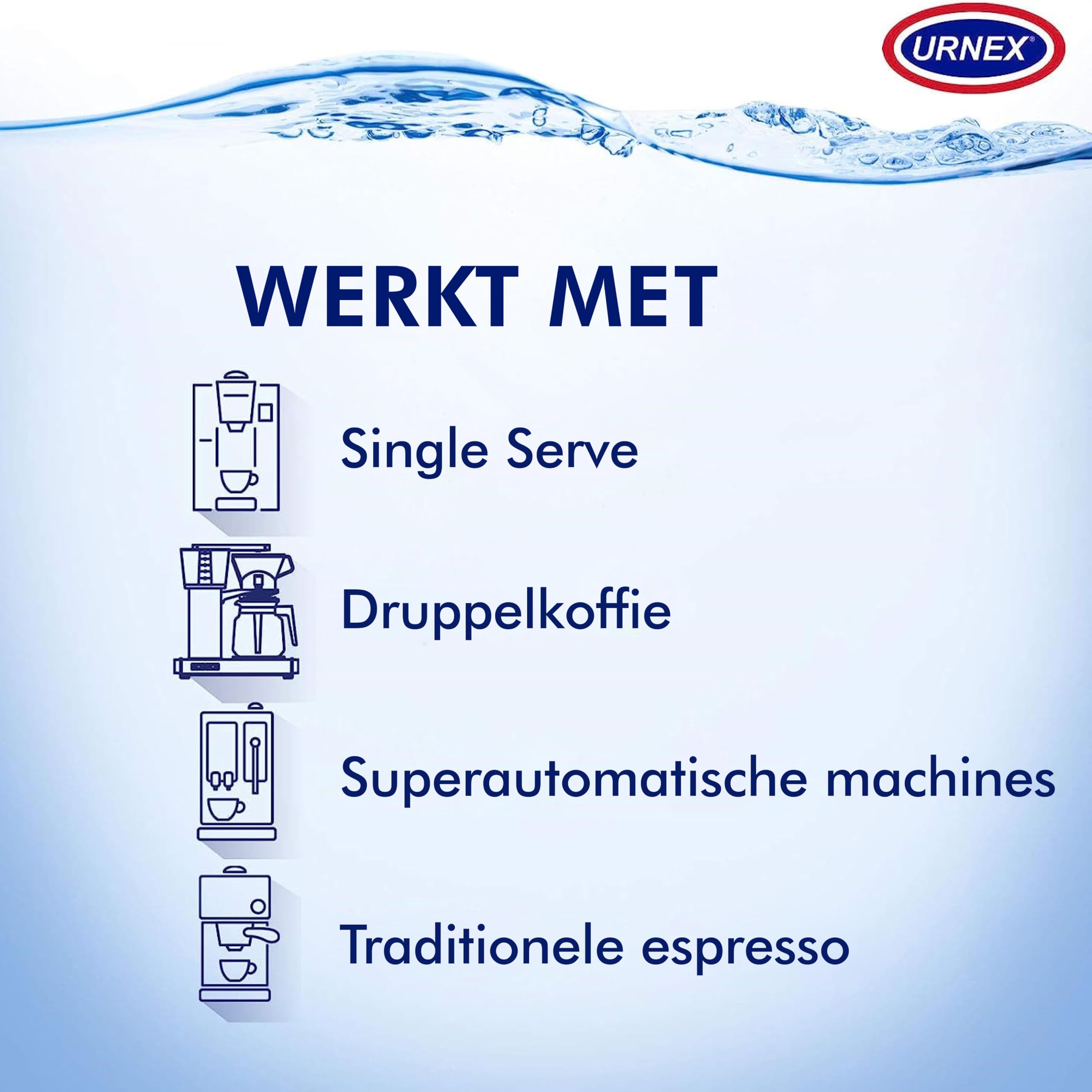 Urnex Dezcal fácil de usar con dosis simples.