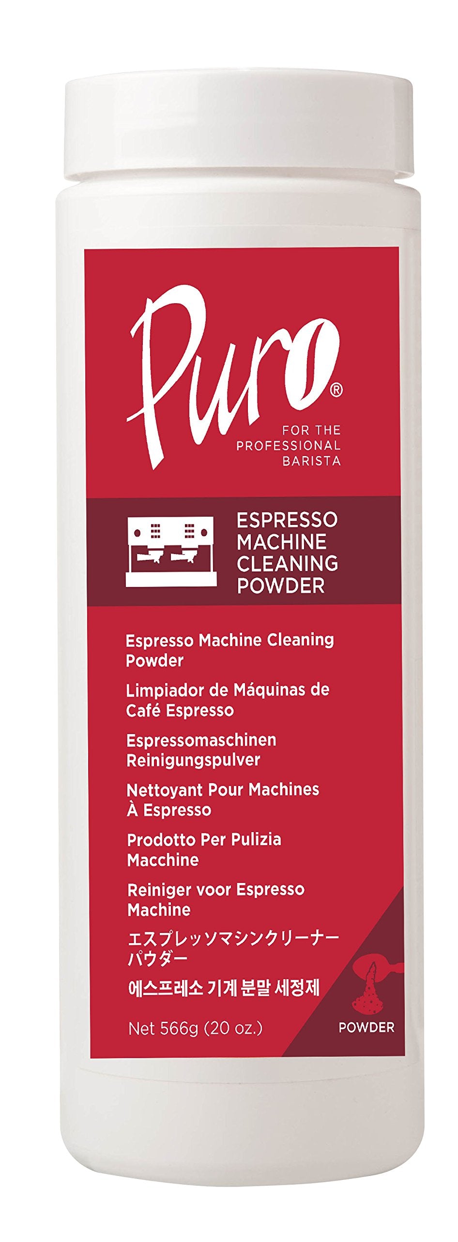Urnex Puro en frasco, polvo de limpieza espresso para una extracción consistente