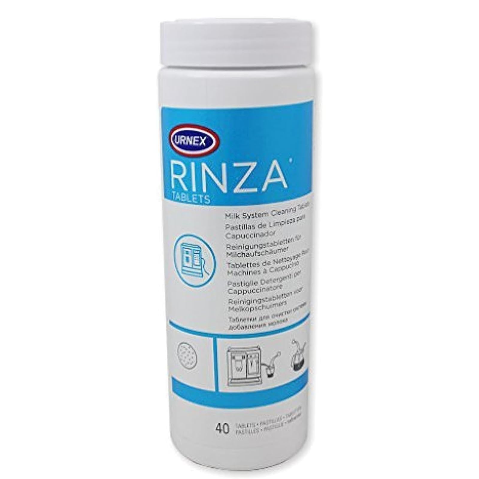 Urnex Rinza M90: tabletas para limpieza eficiente del espumador de leche.