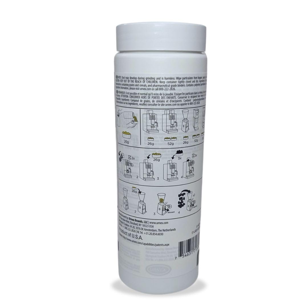 Urnex SuperGrindz absorbe aceite de café, manteniendo el sistema limpio.