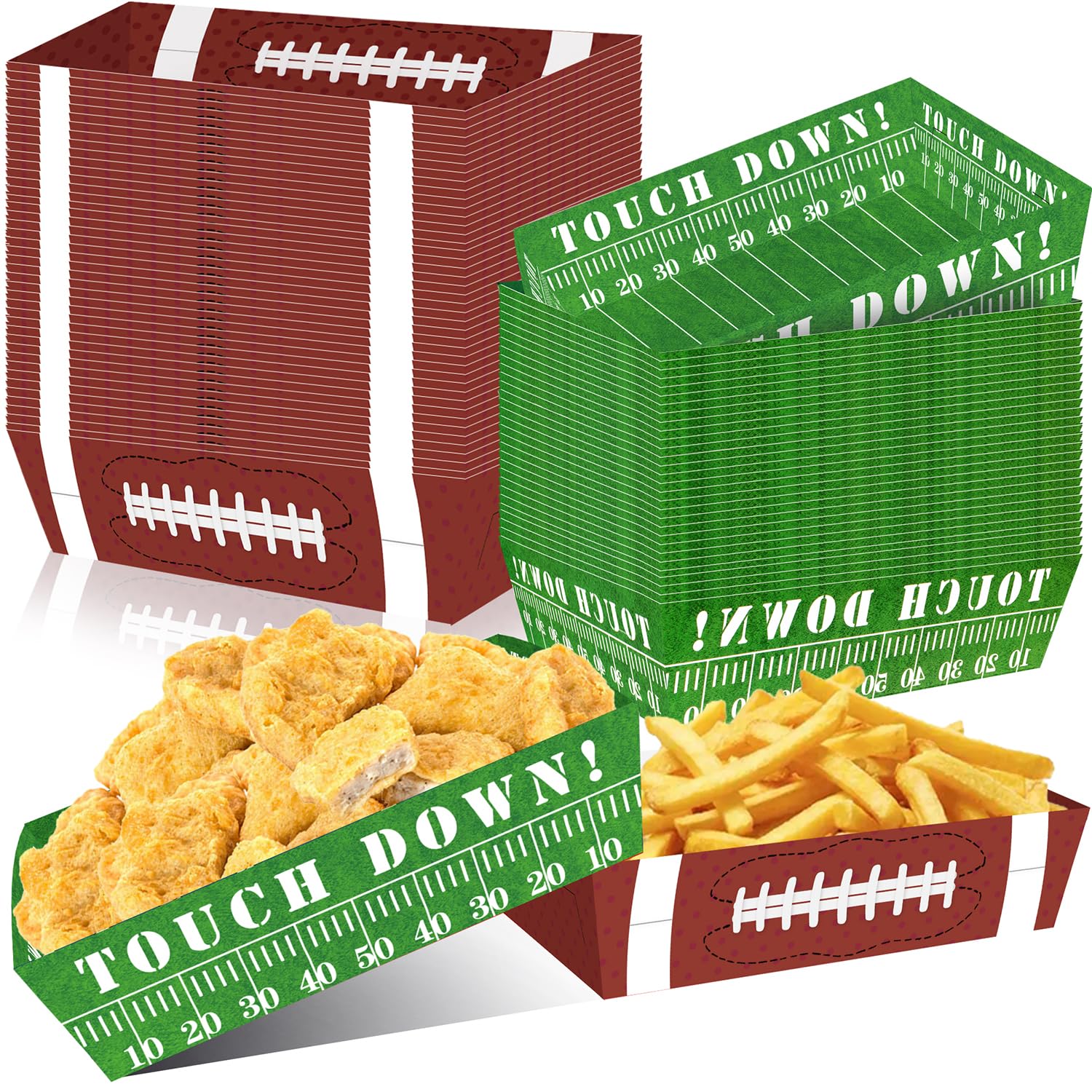 Bandejas de papel UROINEPA con tema futbol para fiestas, ideales para servir snacks.