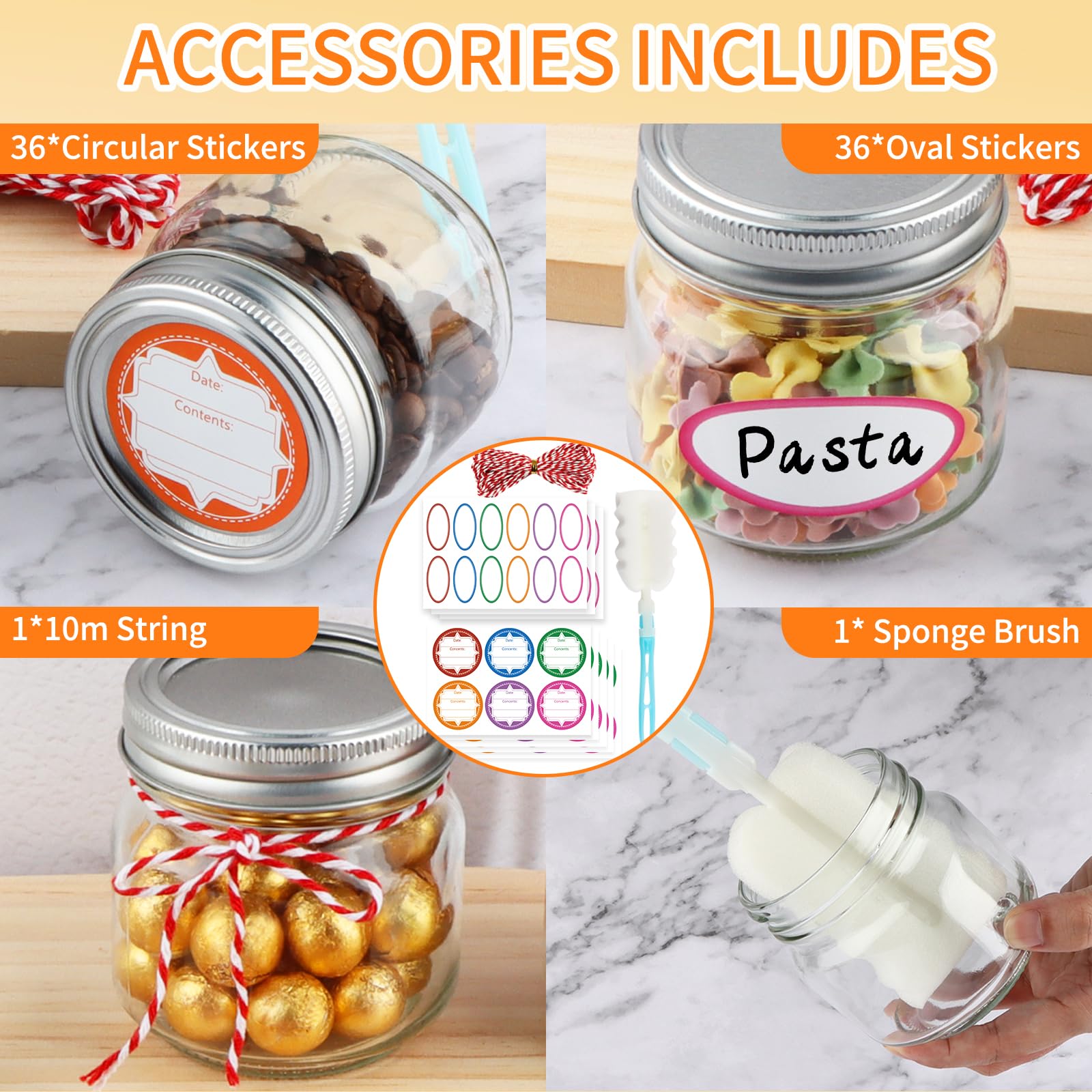 UrSpeedtekLive juego de 30 frascos 8oz con tapas para almacenamiento