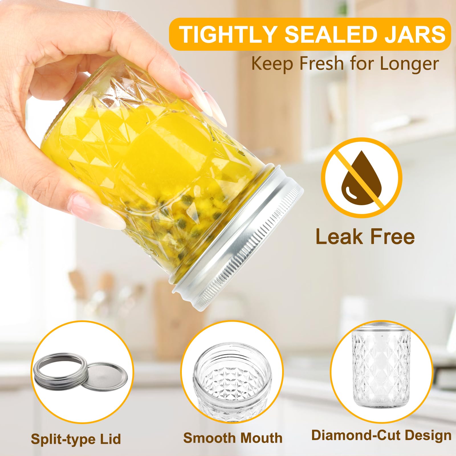 UrSpeedtekLive frascos de vidrio transparente 8 oz, visibilidad total del contenido.