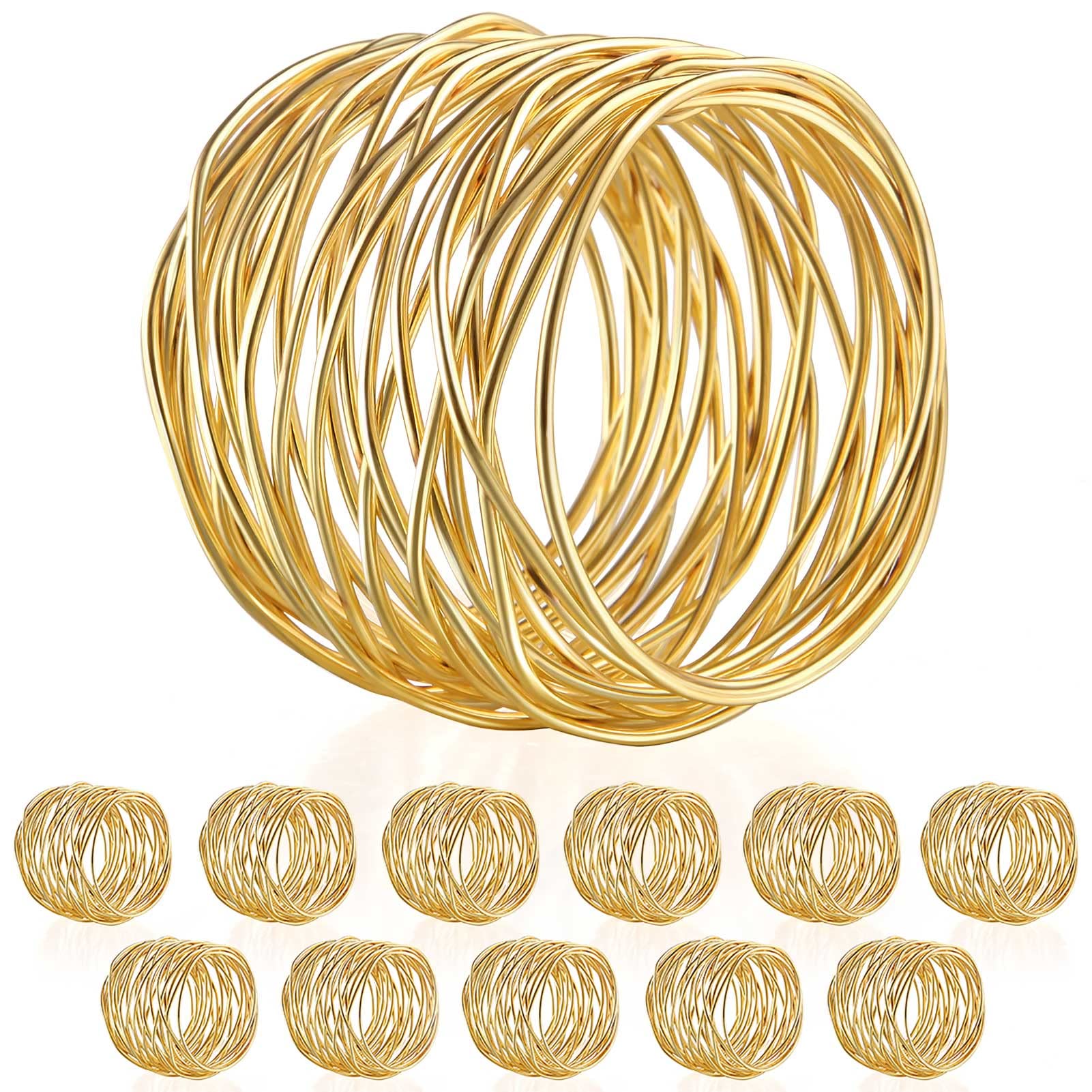 URWOOW anillos-servilletero oro con malla espiral, perfectos para una mesa elegante.