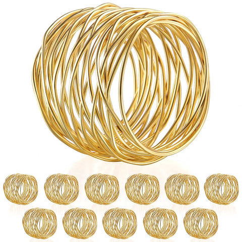 URWOOW anillos-servilletero oro con malla espiral, perfectos para una mesa elegante.
