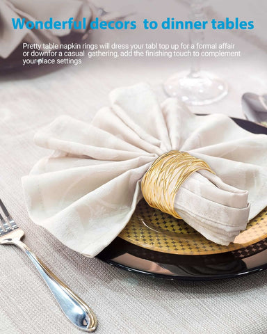URWOOW decoraciones para mesa, anillos servilletero dorados, combinan con vajilla y mantel.