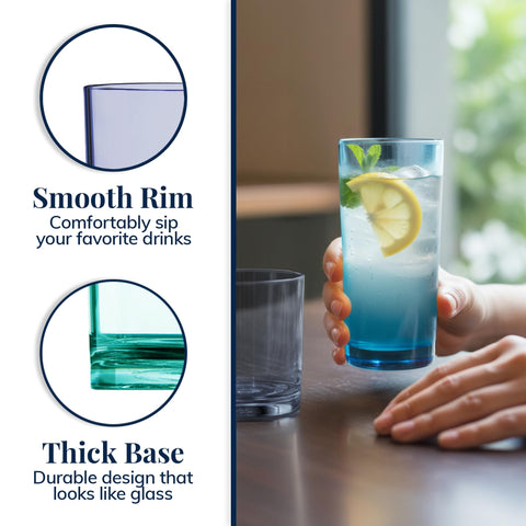 Borde suave de vaso US Acrylic para beber cómodo.