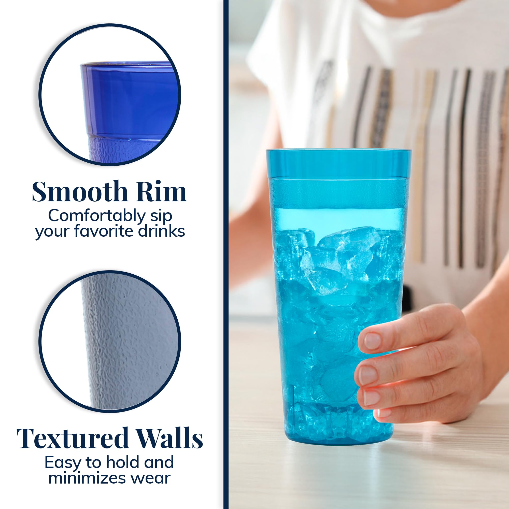 Vasos resistentes a rotura US Acrylic Café para fiestas y exterior.