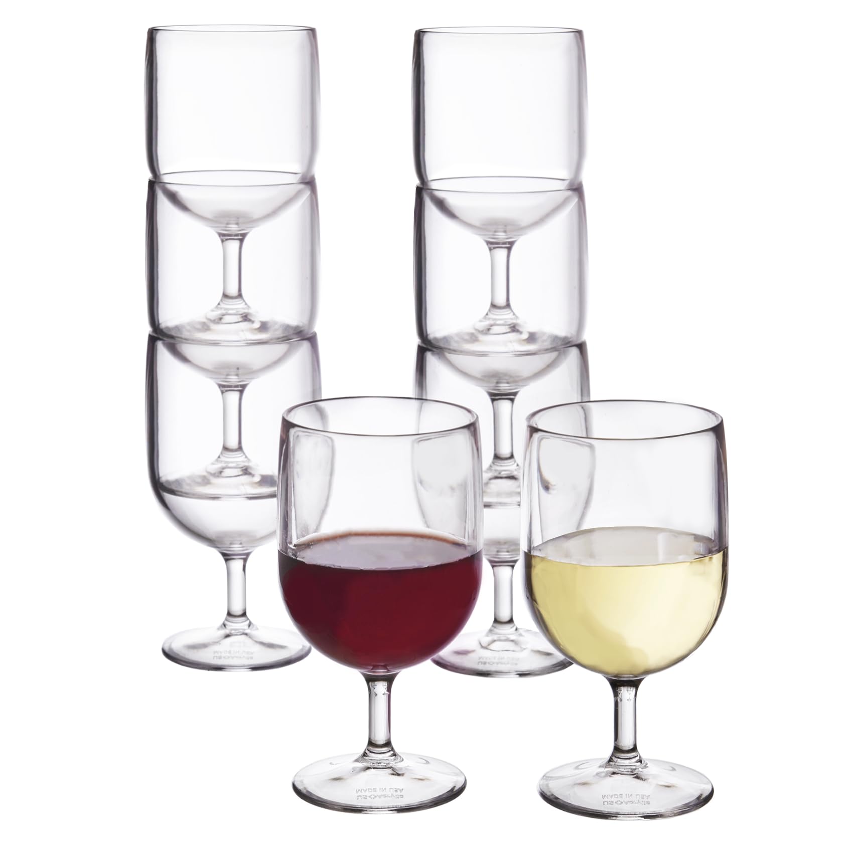 Copa de vino plástica US Acrylic apilable de 8 onzas, claridad y elegancia para eventos.
