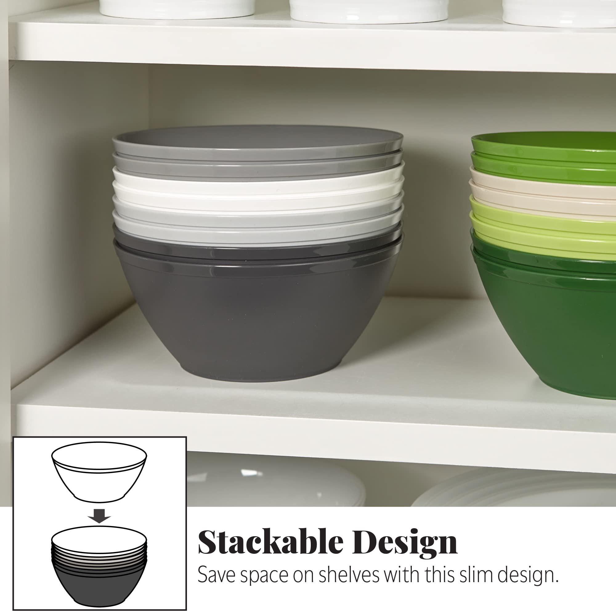 Cuencos US Acrylic para uso exterior, gris, perfectos para patio.