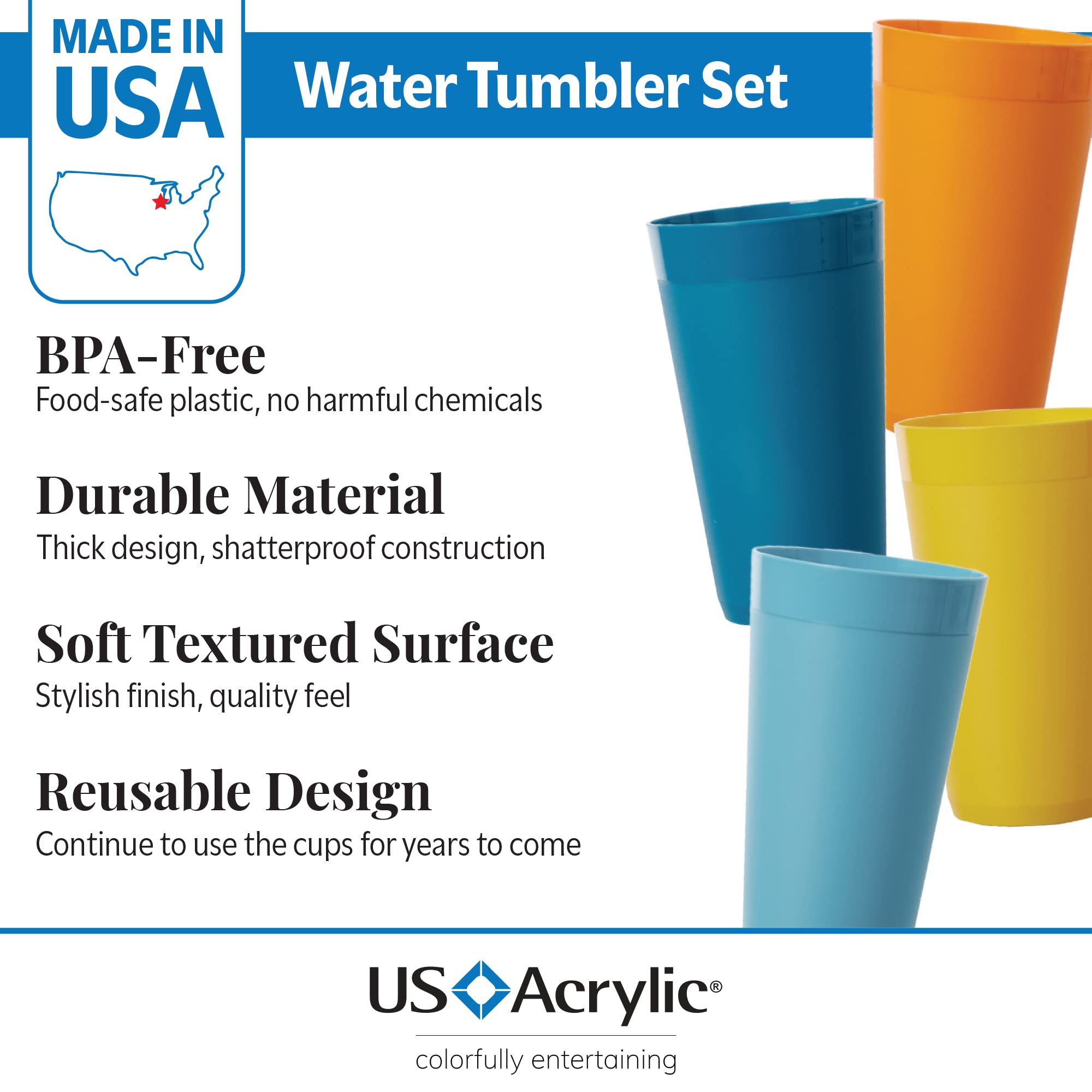 US Acrylic Newport 20oz tumbler amanecer celeste, ligero y resistente para casa