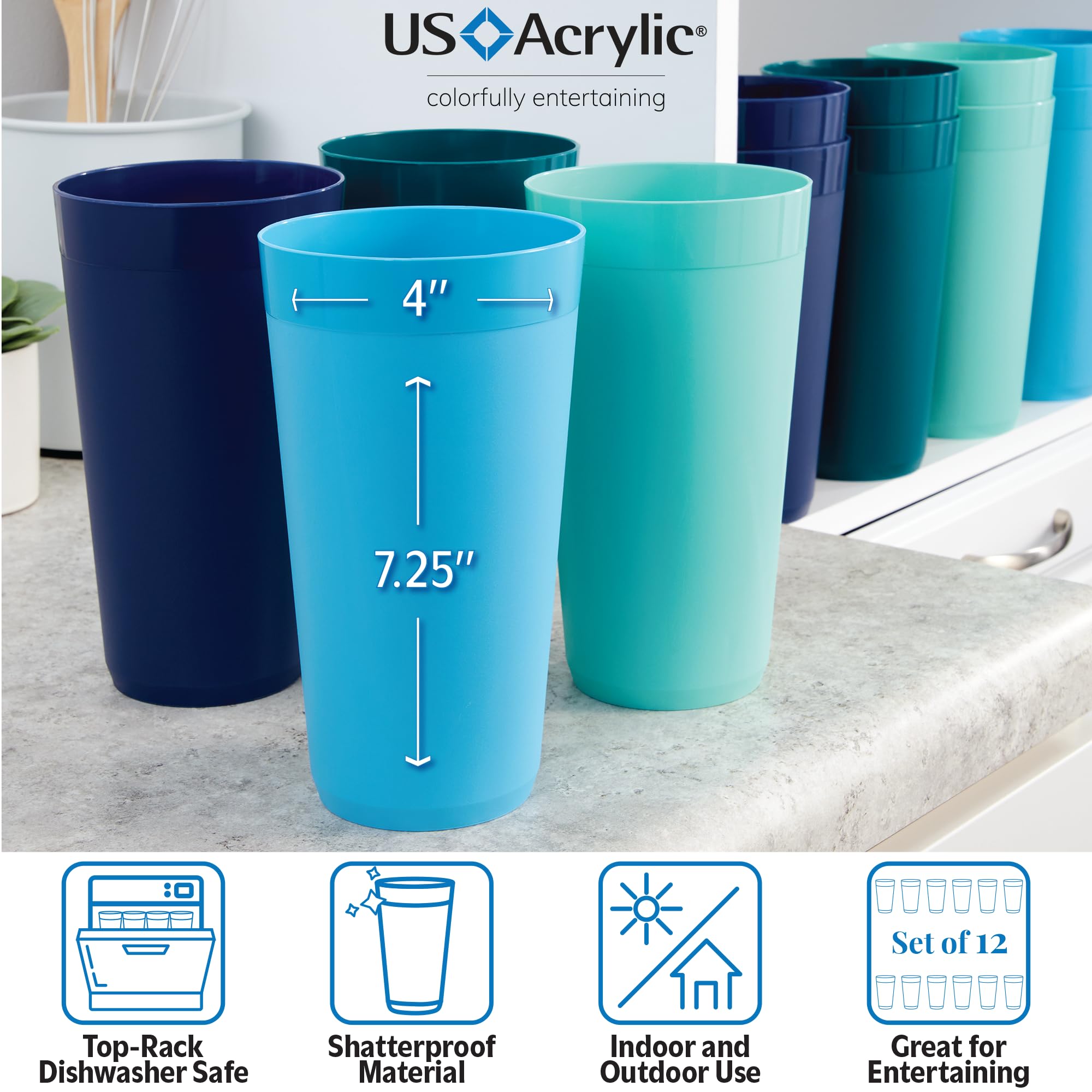 US Acrylic Newport turquesa 32 onzas vaso: para eventos