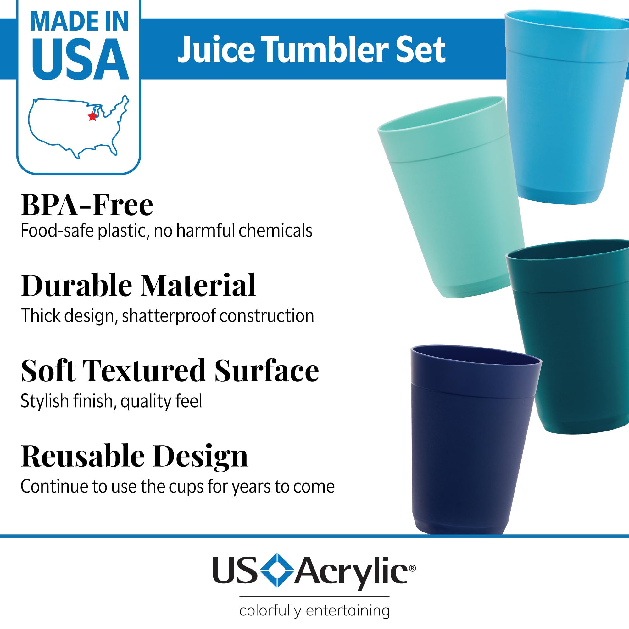 US Acrylic Newport, vaso aguamarina, perfecto para fiestas al aire libre