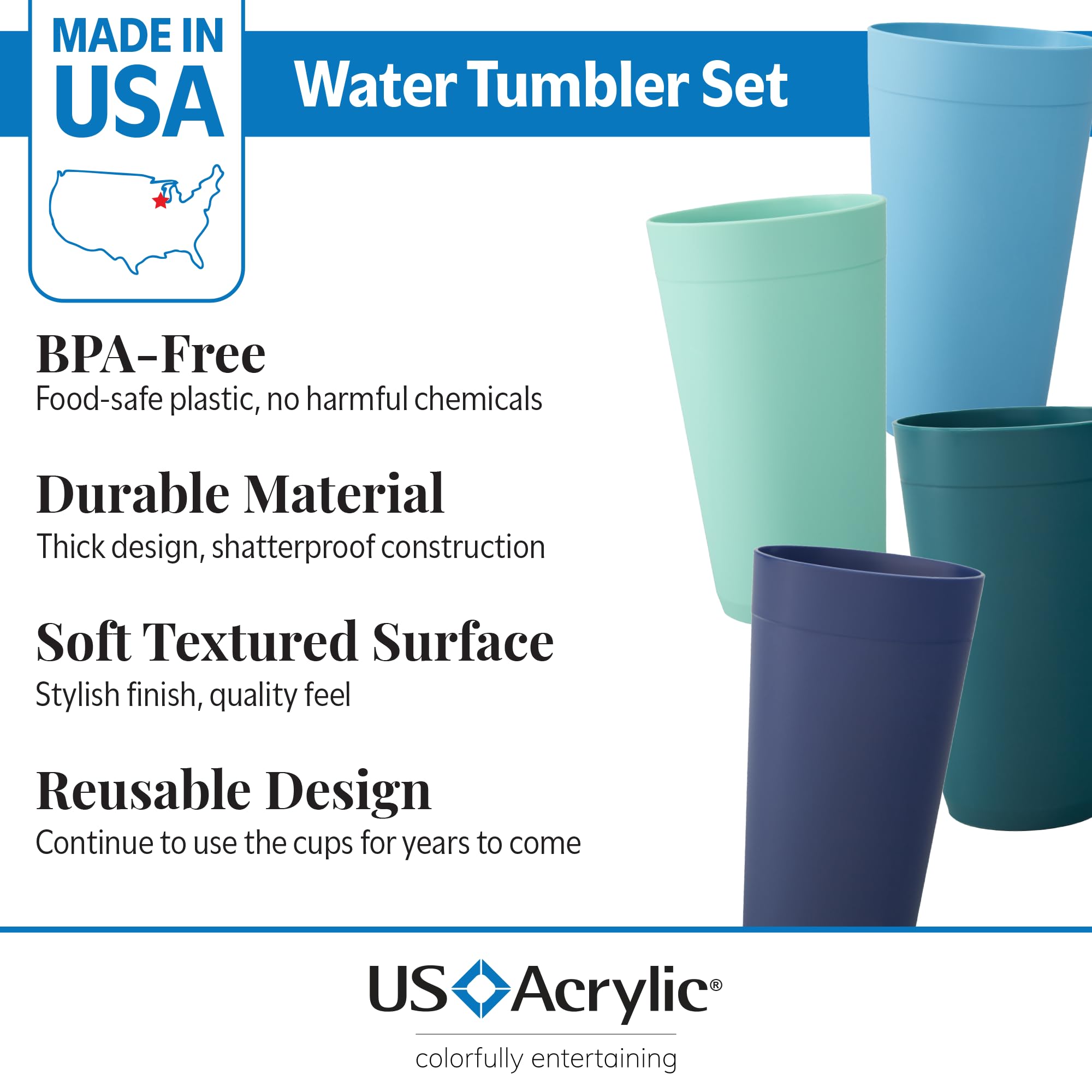 US Acrylic Newport 20oz aguamarina, ideal para bebidas frías y picnics.