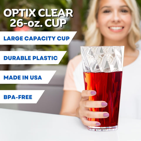 US Acrylic Optix vaso 26oz, borde liso para sorber cómodo