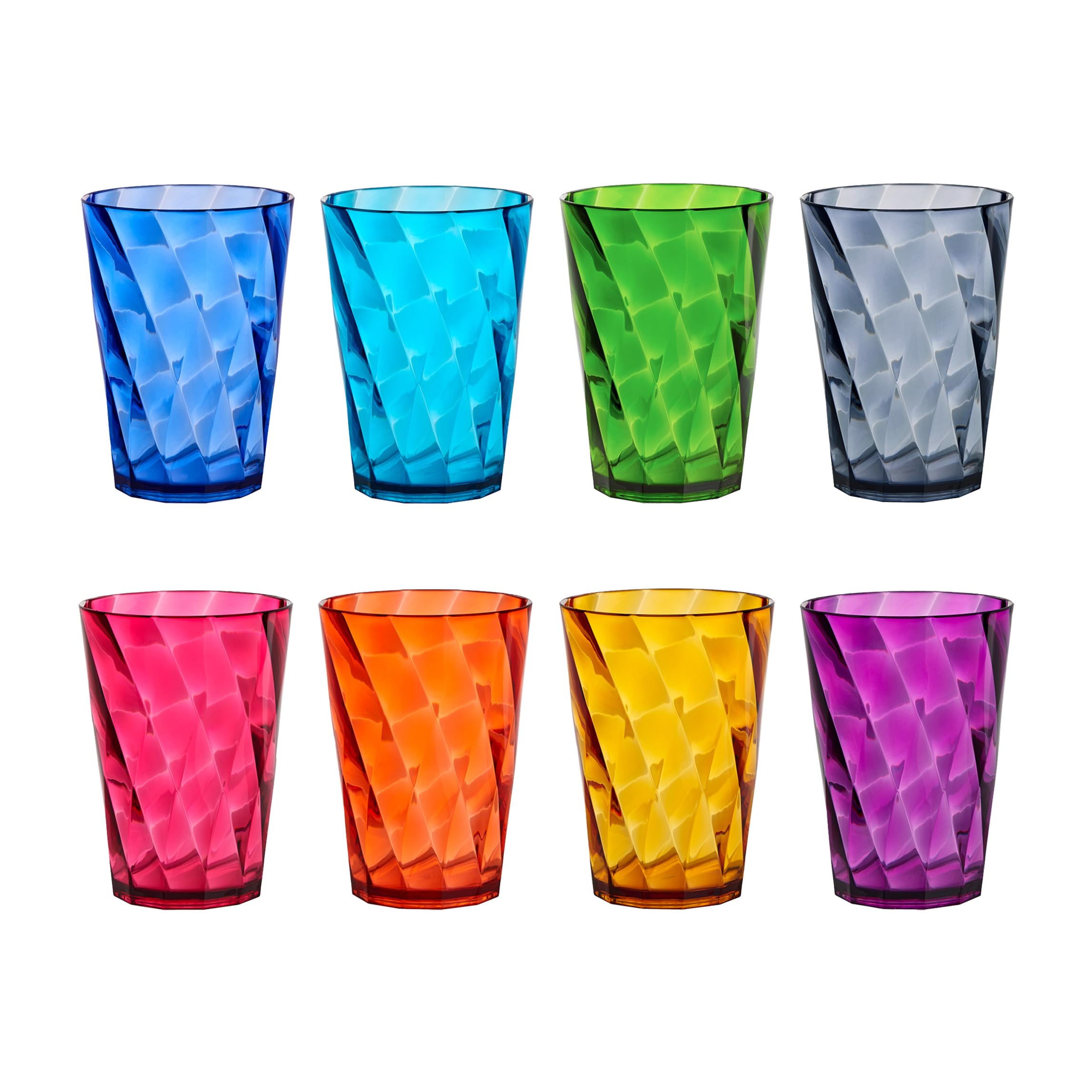 Vasos US Acrylic Optix Mini 8 oz en colores joya para fiestas y reuniones.