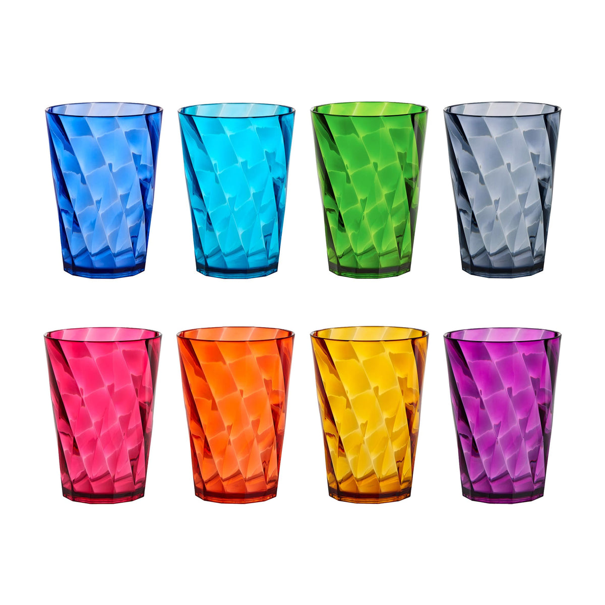 Vasos US Acrylic Optix Mini 8 oz en colores joya para fiestas y reuniones.