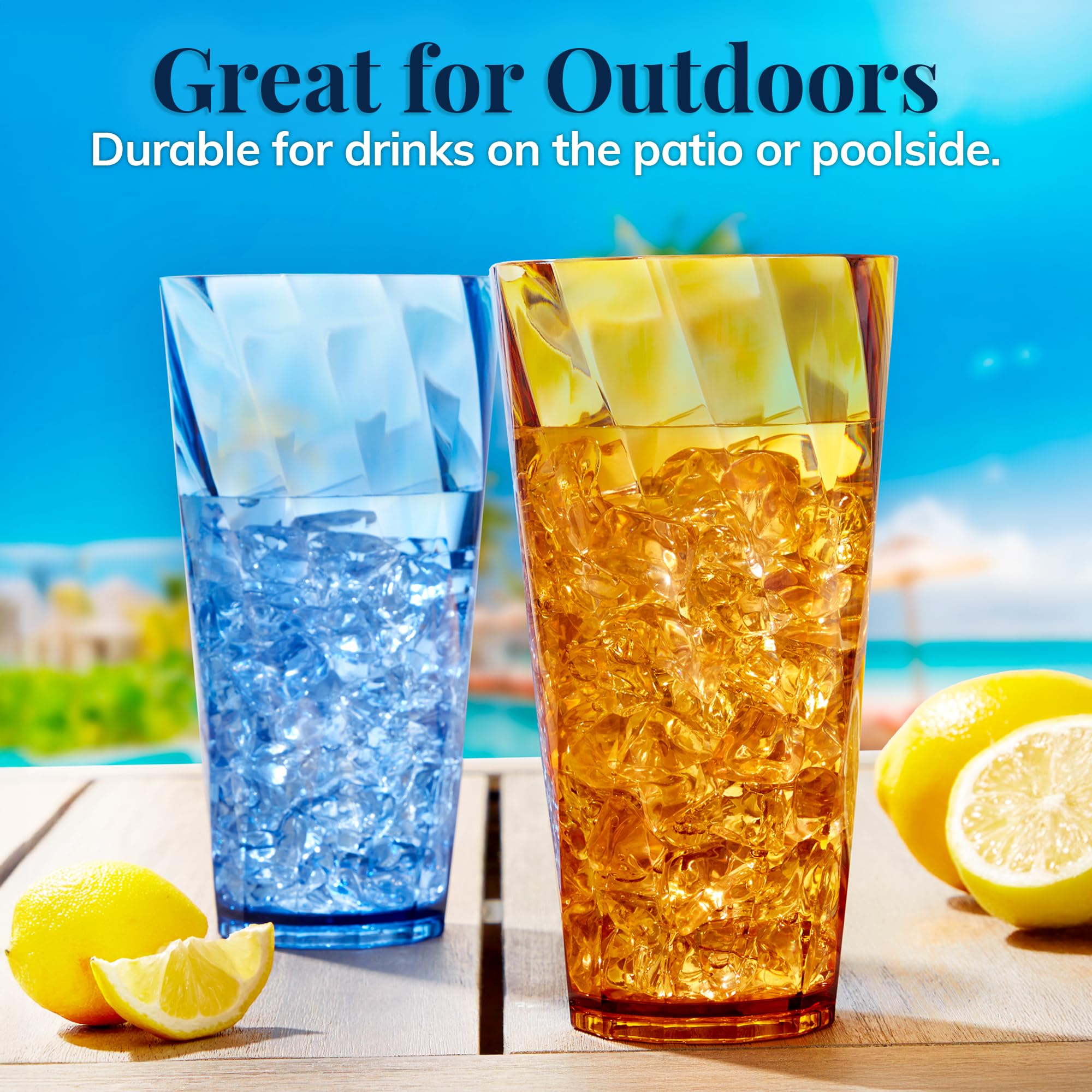 US Acrylic Optix vaso 26oz ambar, color cálido para desayunos
