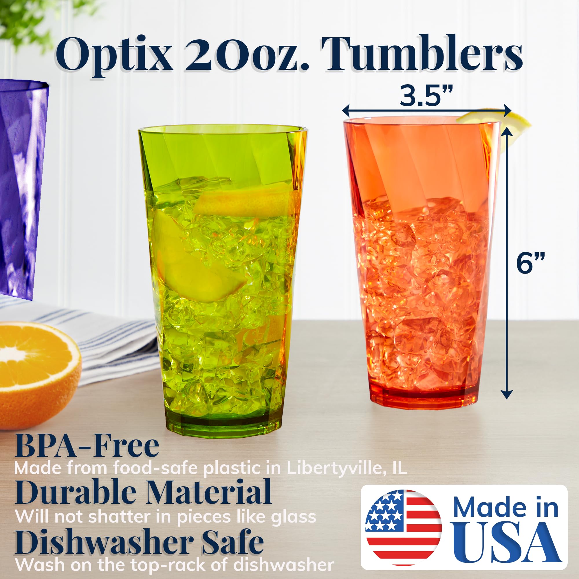 US Acrylic Optix vaso plástico reutilizable con diseño torcido para reuniones