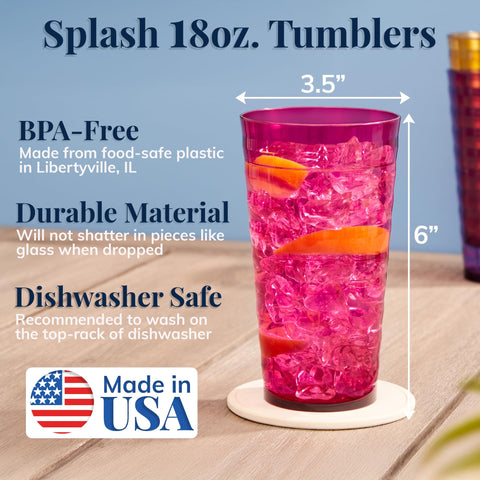 US Acrylic Splash tazas 18 onzas borde suave para sorber cómodo.