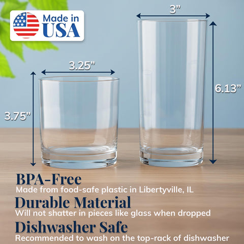 US Acrylic 16oz vaso conjunto claro para cenas y reuniones.