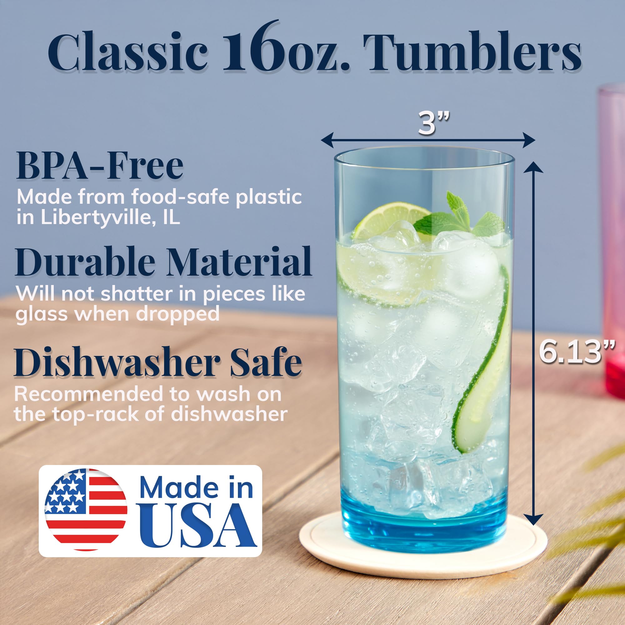 Vaso de borde suave US Acrylic para beber cómodo en casa.