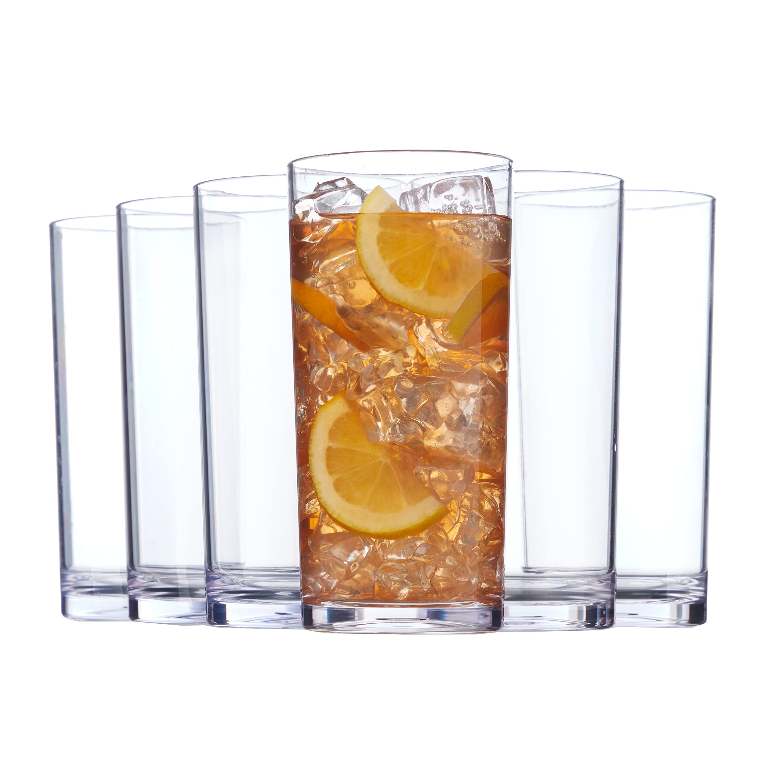 Vasos plásticos reutilizables US Acrylic, 24 onzas, claros, conjunto de 6 para reuniones.