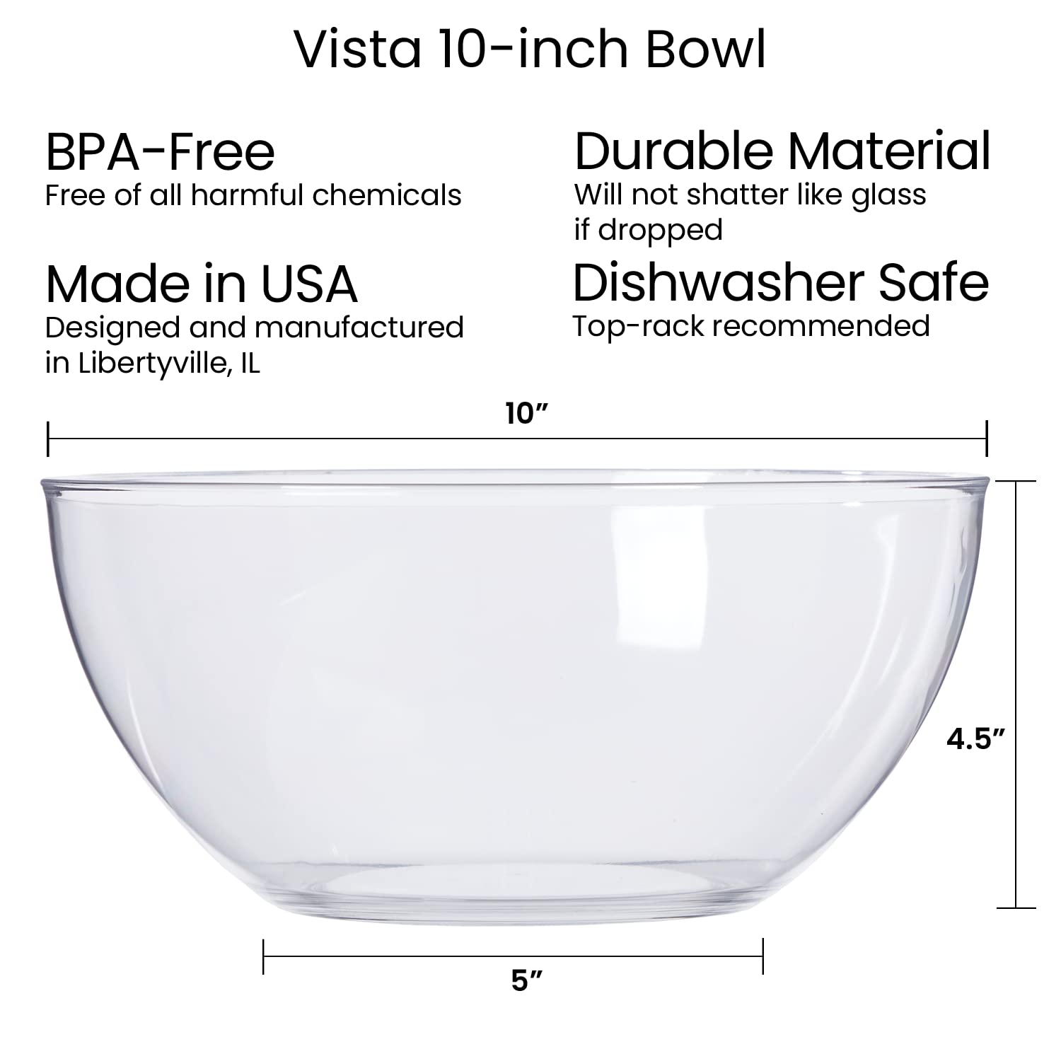 US Acrylic Vista Clear: capacidad de aprox. 4 litros para porciones generosas.