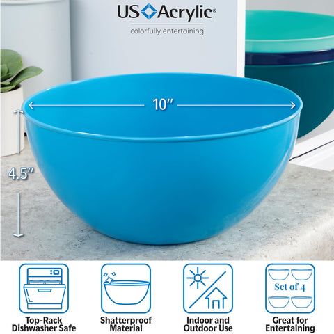 US Acrylic Vista tazón aguamarina 10 pulgadas, perfecto para ensaladas y aperitivos