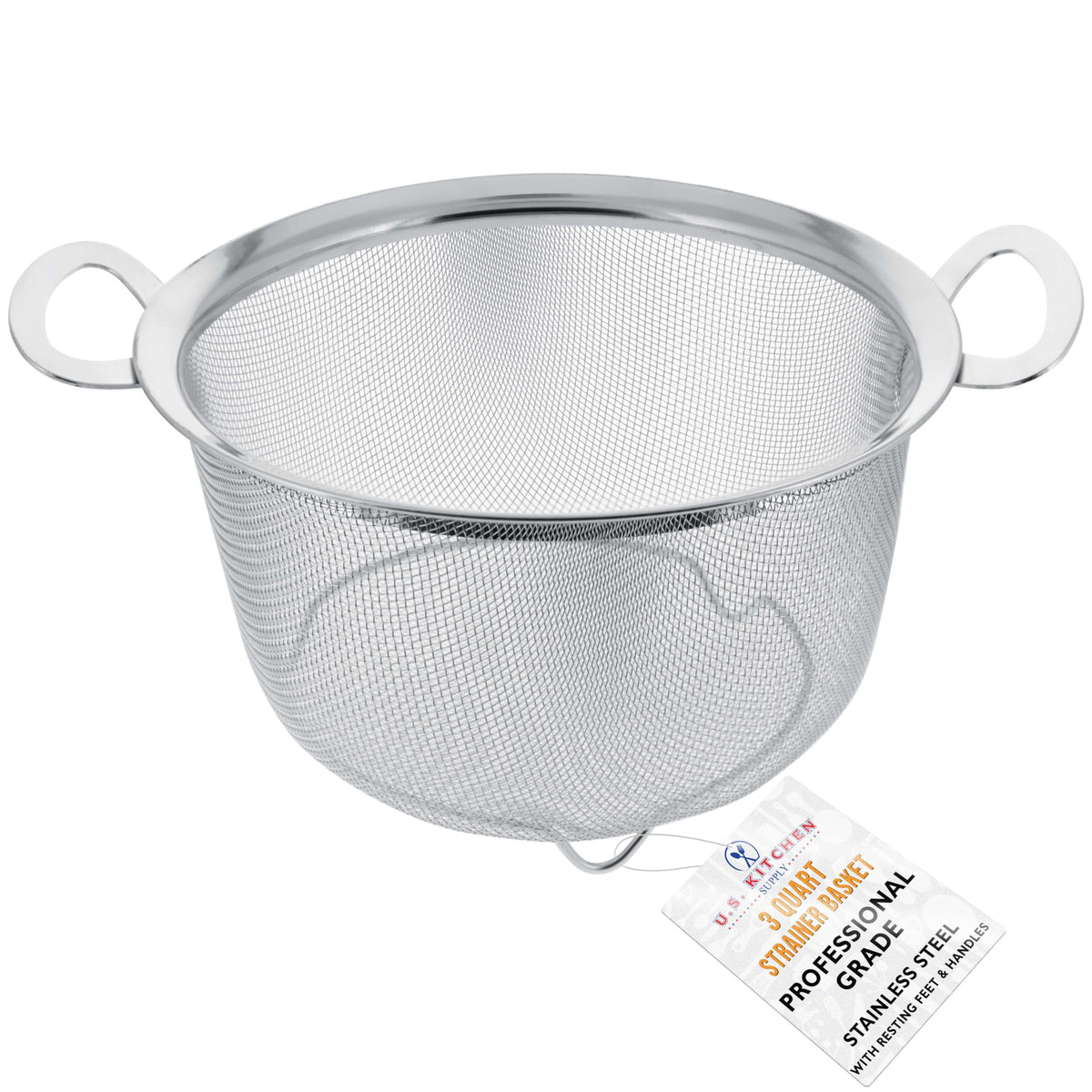 US Kitchen Supply Colador acero inoxidable tres cuartos, ideal para escurrir pasta
