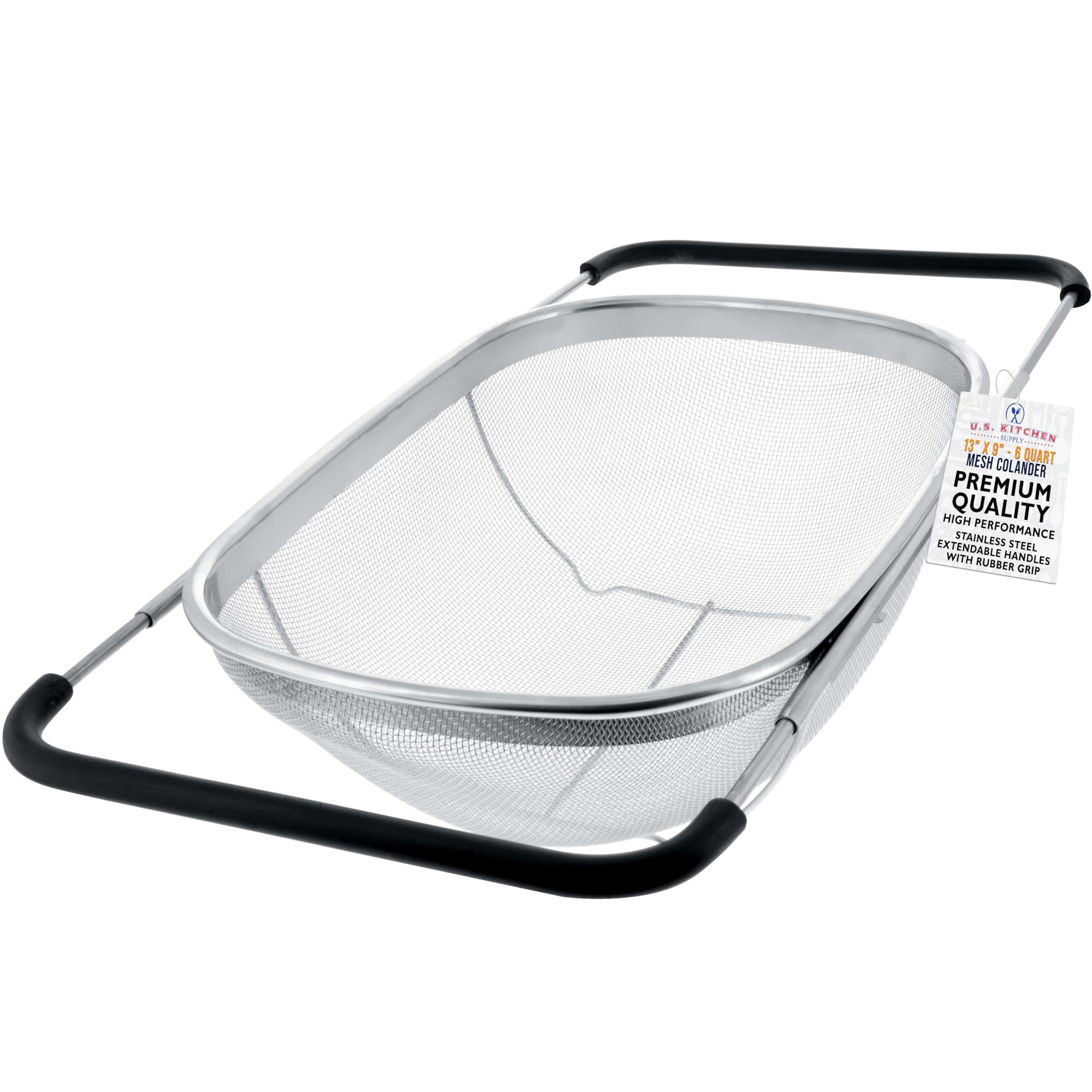Us Kitchen Supply colador rectangular de 6 cuartos para escurrir pasta sin esfuerzo.