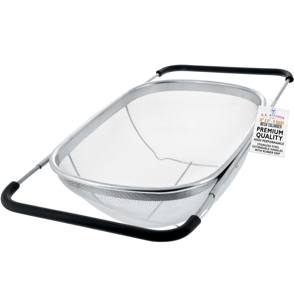 Us Kitchen Supply colador rectangular de 6 cuartos para escurrir pasta sin esfuerzo.