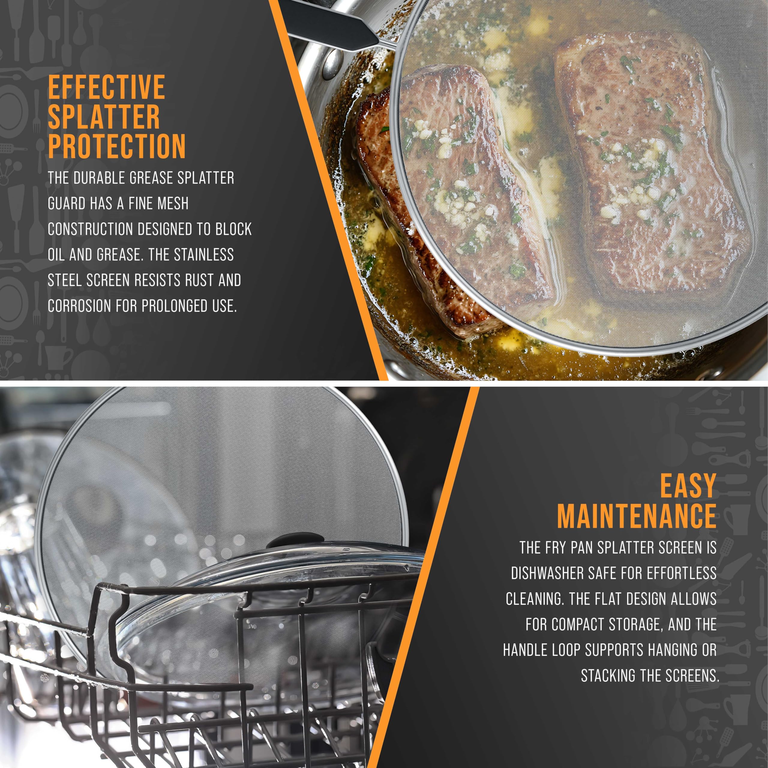 Mango ergonómico de U.S. Kitchen Supply para agarre cómodo durante la cocción.