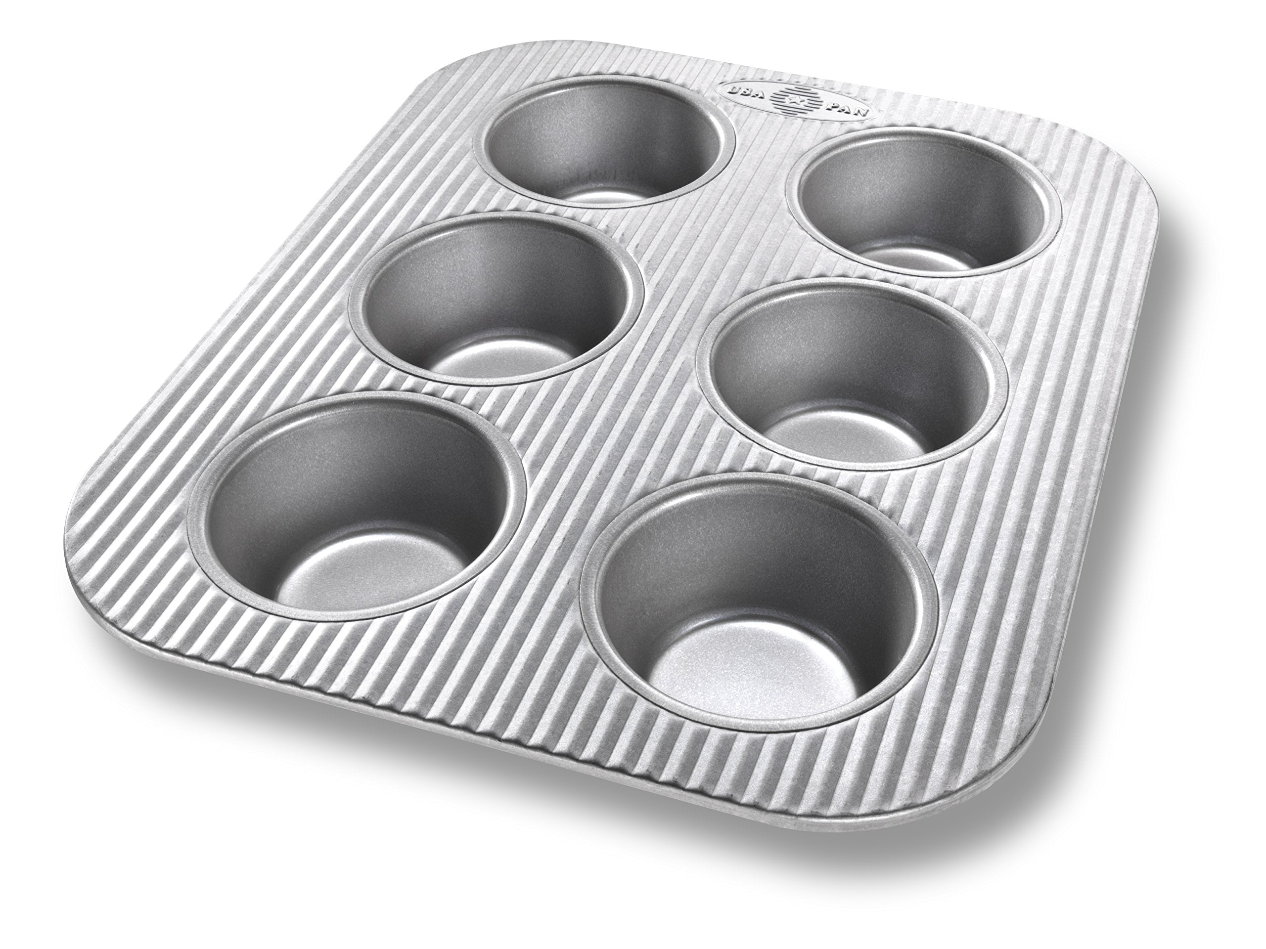 USA Pan bandeja muffin 6 tazas para horno tostador, facilita horneados rápidos y uniformes.