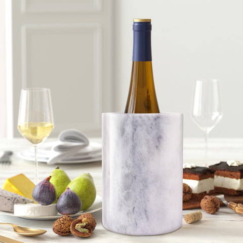 USEAMIE Cubo de mármol para vino con vetas naturales y acabado elegante.