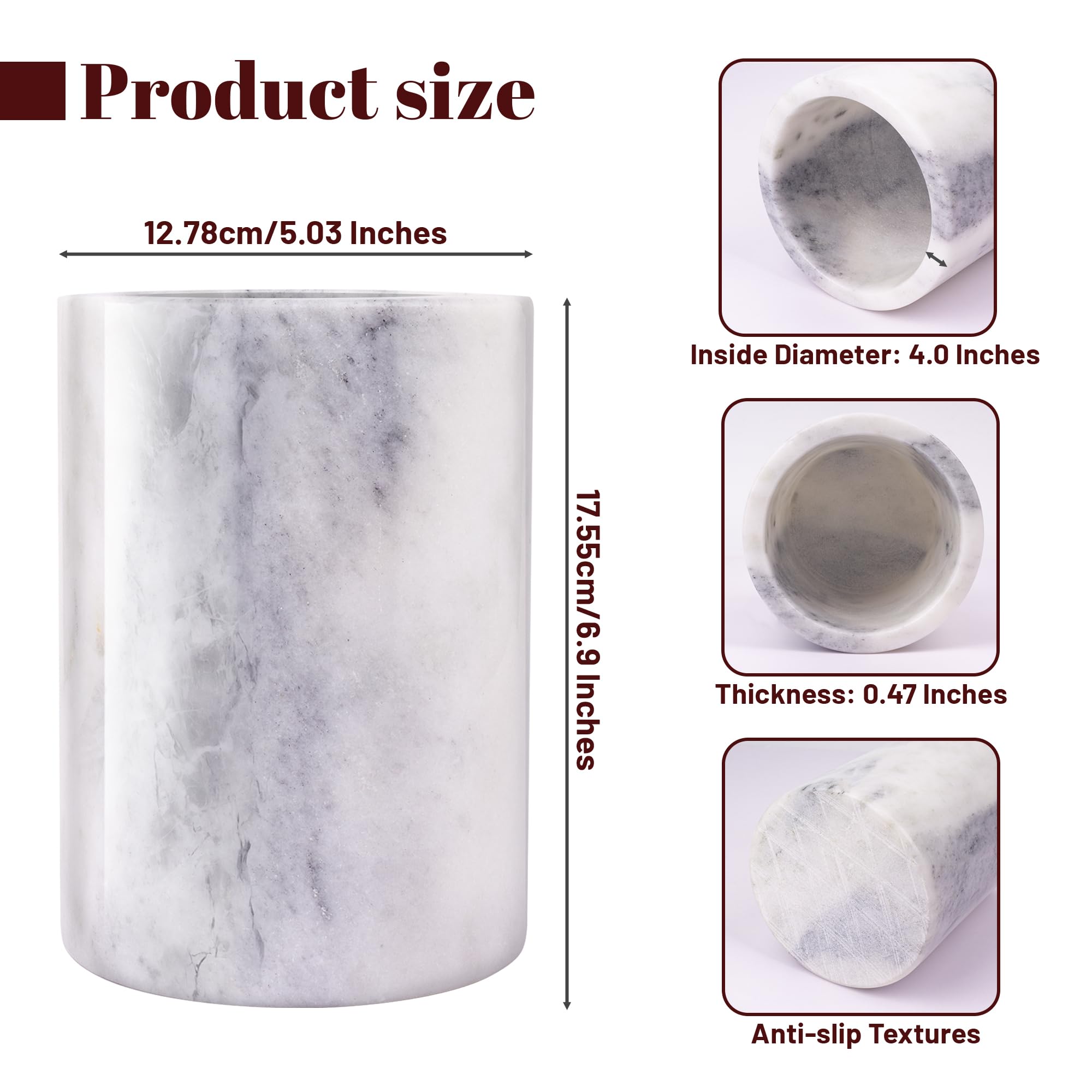 USEAMIE Enfriador de lujo en mármol, ideal para mesa.