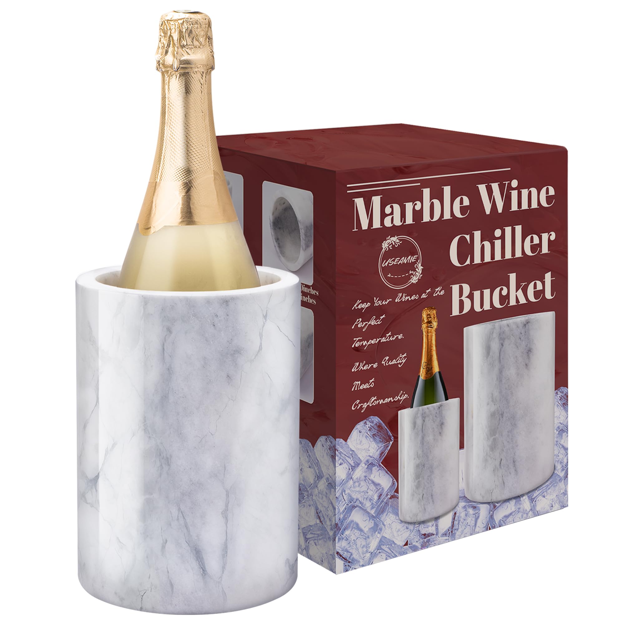 USEAMIE Enfriador de vino de mármol para 750 ml mantiene la bebida fresca.