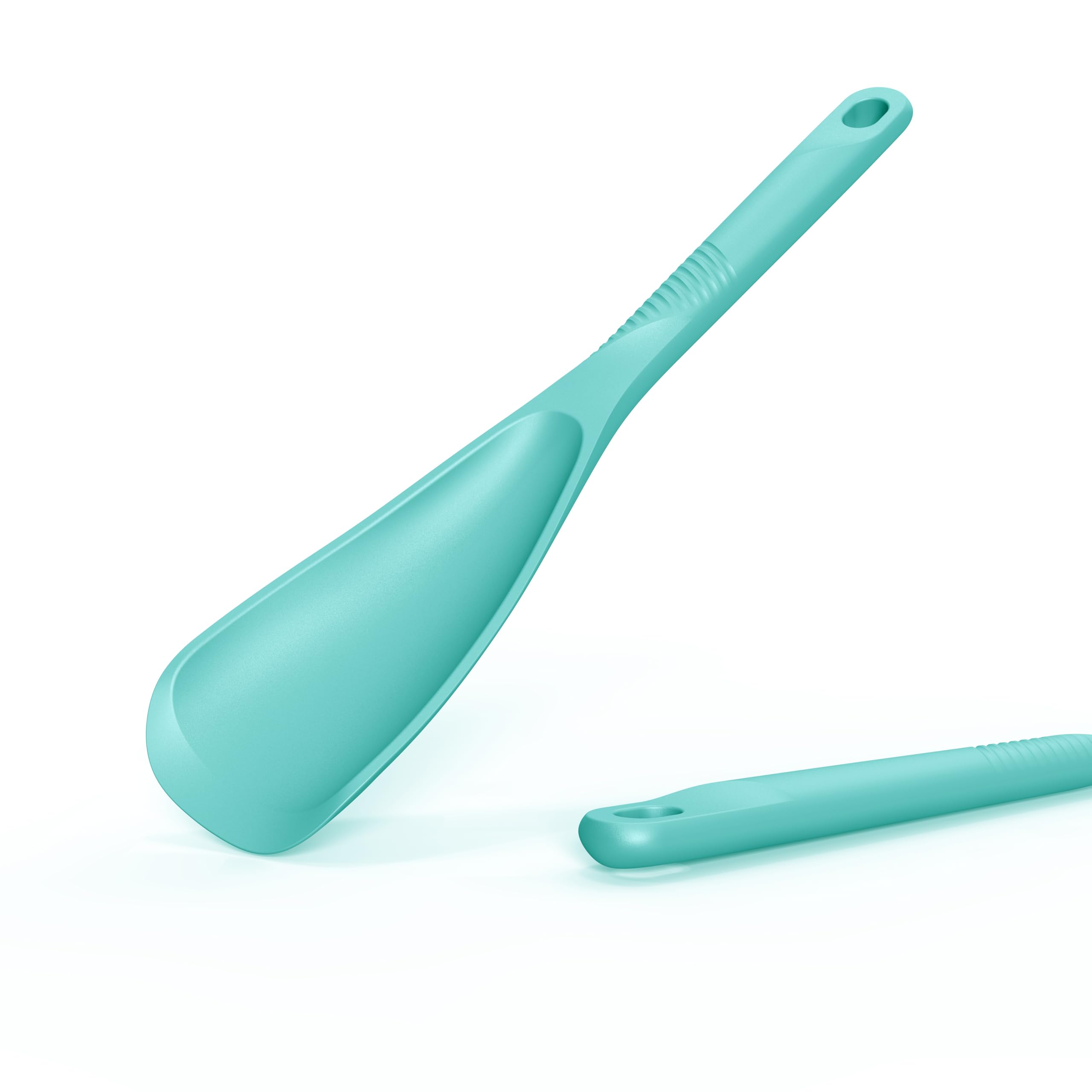 USECANO cuchara escurridora de silicona turquesa para escurrir sin rayar antiadherentes