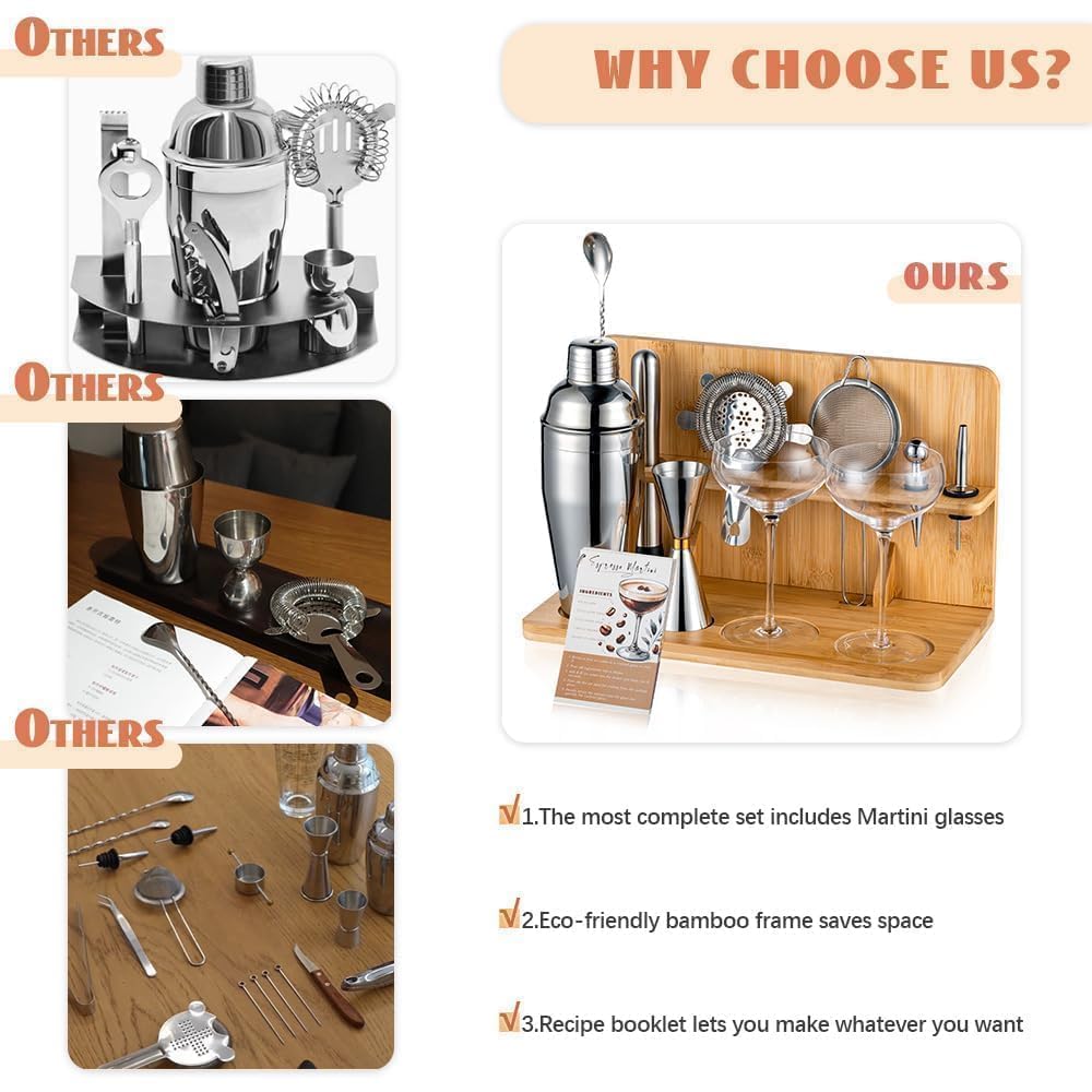 USEERIL utensilios de bar en acero inoxidable, duraderos y fáciles de limpiar.