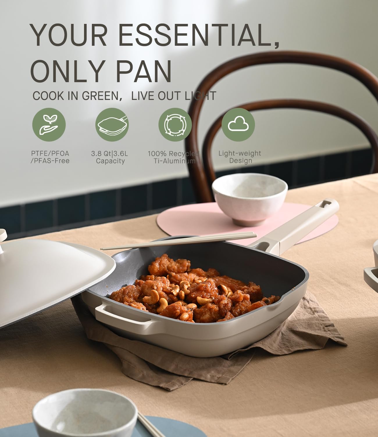 USELUCK Pix Pan recubrimiento cerámico no tóxico para usar menos aceite.